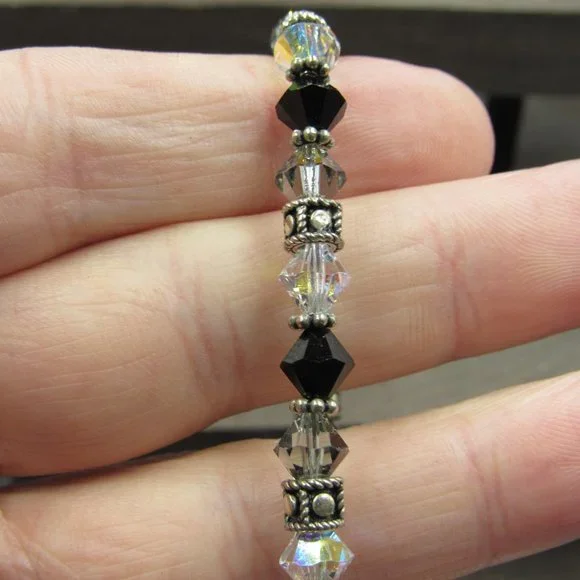 7" Sterling Silver Crystal Heart & Arrow Bracelet Vintage - Picture 3 of 7